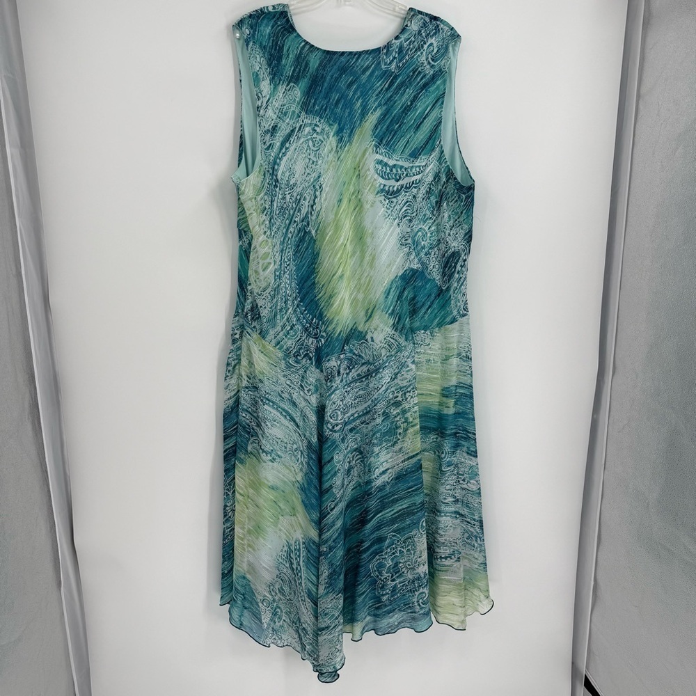 Maggie Barnes size 28W Sleeveless Maxi Dress Lined Metallic Gauzy Women Surplice - Picture 6 of 9